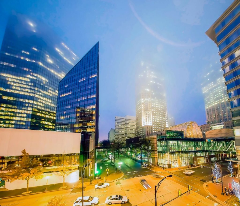 Downtown Charlotte In Cloud And Fog